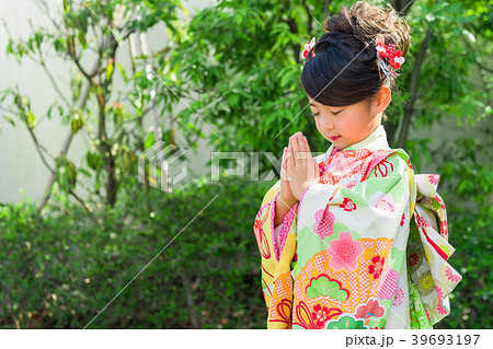 女の子、七五三、屋外、参拝 39693197