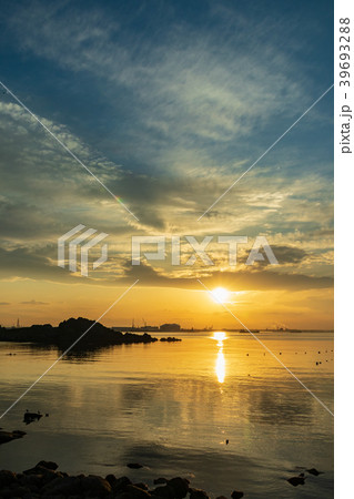 青森県八戸市 うみねこ繁殖地蕪島と夕景 青森県八戸市 うみねこ繁殖地蕪島と夕景 39693288