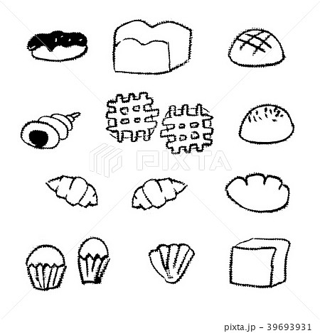 手書き チョークとクレヨンの素材 甘いもの2のイラスト素材