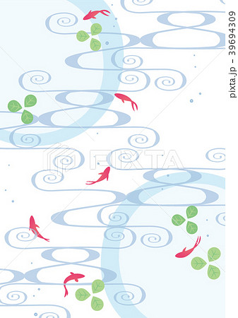 和背景-水模様と金魚(たて2) 和背景-水模様と金魚(たて2) 39694309