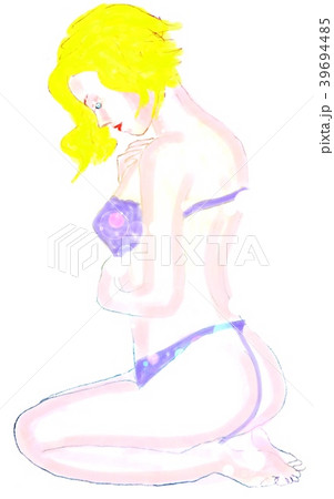 下を向く水着の美女2 下を向く水着の美女2 39694485