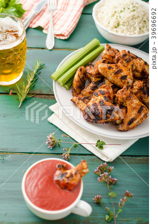 Barbecue grilled chicken wing Barbecue grilled chicken wing 39696692