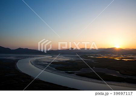 順天湾 日没 夕焼け 39697117