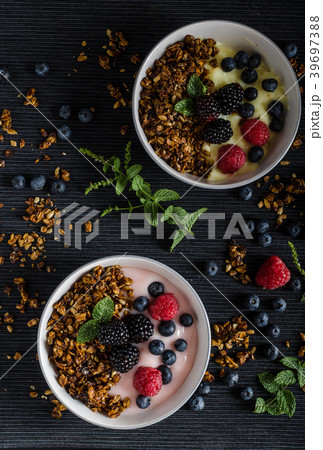 Homemade pudding with berries 39697388