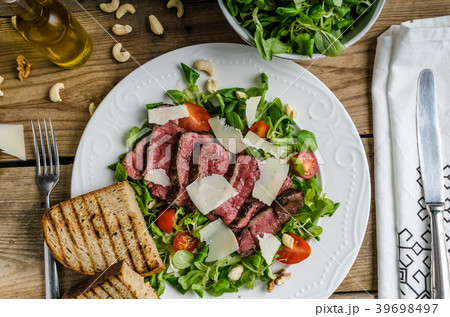 Rump steak with spicy herb butter Rump steak with spicy herb butter 39698497