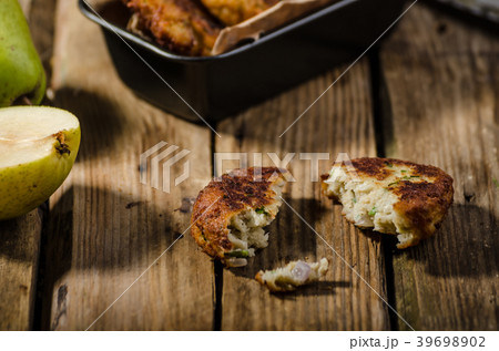 Delicate pear and blue cheese pancakes 39698902