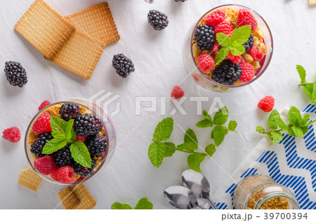 Inverted cheesecake in glass 39700394