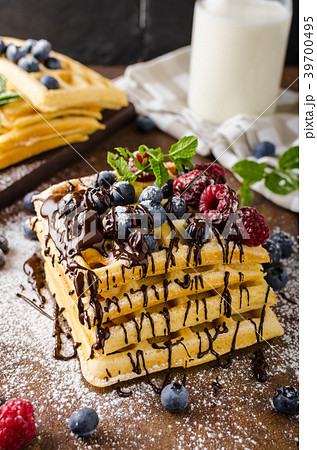 Waffles with berries homemade 39700495