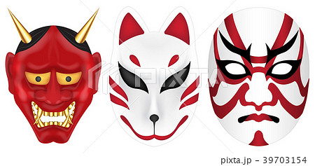 japan devil fox and kabuki mask set 39703154
