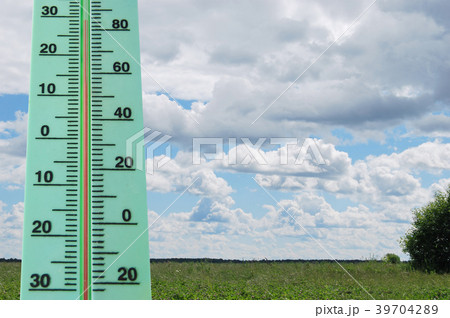 Street thermometer with a high temperature  39704289