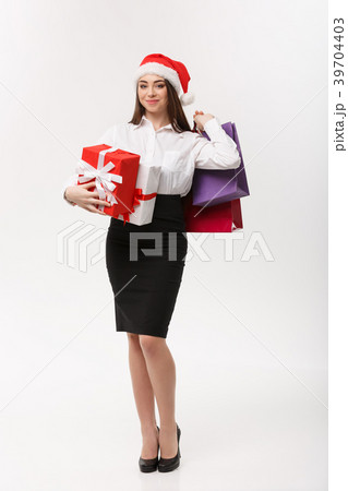 Christmas Concept - beautiful business woman 39704403