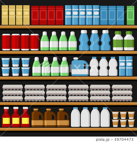 Supermarket. Shelfs Shelves with Products and 39704473