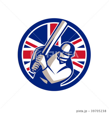 British Cricket Batsman  Union Jack Flag Icon 39705238