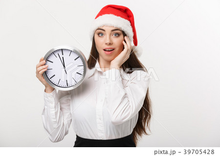 Time management concept - Young business woman 39705428