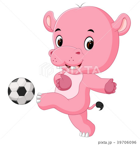funny hippo playing soccer funny hippo playing soccer 39706096
