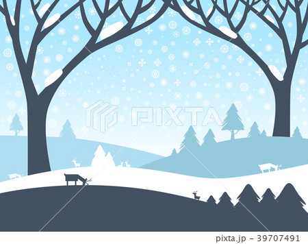 Winter Landscape. Vector Nature Scene with Trees Winter Landscape. Vector Nature Scene with Trees 39707491