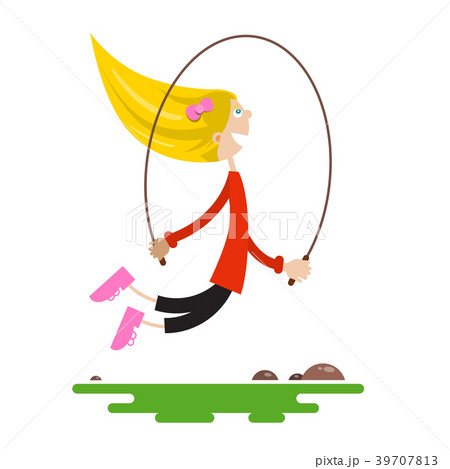 Young Girl Jumping With Jump Ropeのイラスト素材