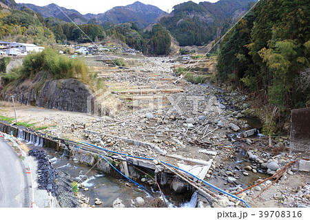 九州北部豪雨後の東峰村 筑前岩屋駅 災害から8ヶ月経過 18年3月撮影 の写真素材