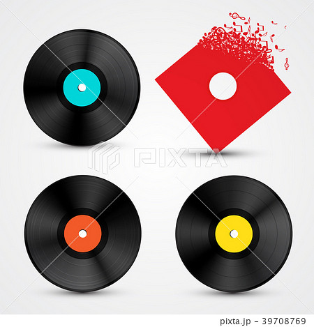 Vinyl LP Discs Set. Retro Music Objects. 39708769