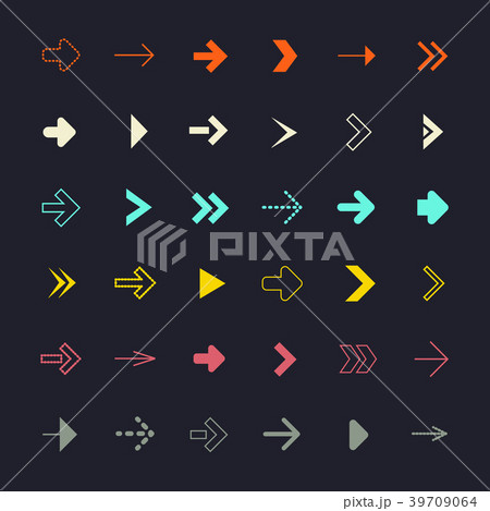Flat Design Arrows Set on Black Background Flat Design Arrows Set on Black Background 39709064