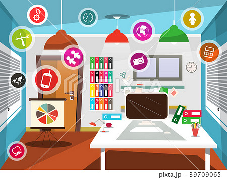 Office Room with Circle Vector Icons 39709065