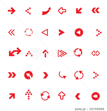 Flat Red Vector Arrows Set Isolated 39709066