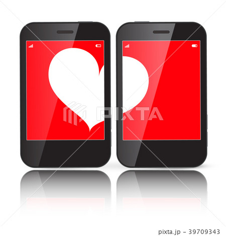 Heart on Two Cell Phones Displays Heart on Two Cell Phones Displays 39709343