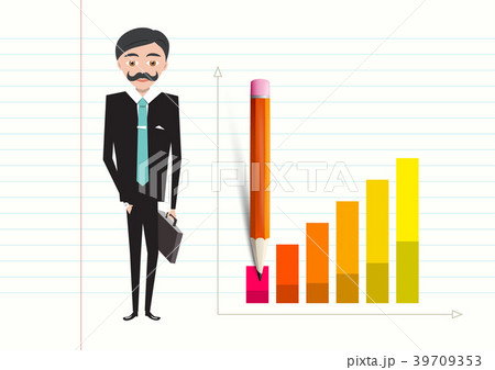 Business Man with Case and Success Graph 39709353