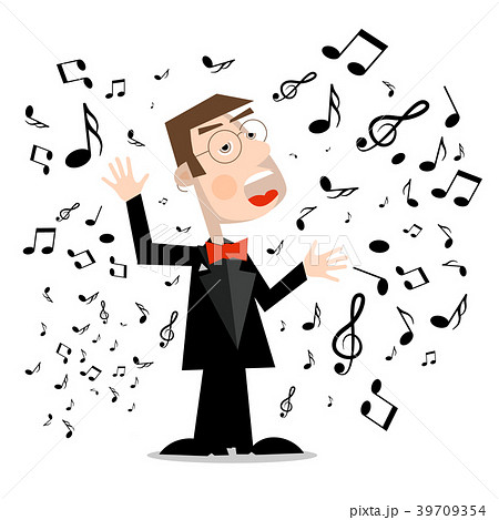 Man in Suit with Notes. Vector Singer Cartoon Man in Suit with Notes. Vector Singer Cartoon 39709354