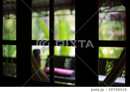 Blurred hammock on the terrace of a villa in the Blurred hammock on the terrace of a villa in the 39709410