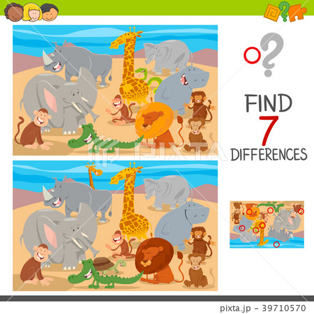 find differences game with wild animal characters find differences game with wild animal characters 39710570