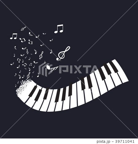 Flat Abstract Piano Keyboard with Notes 39711041