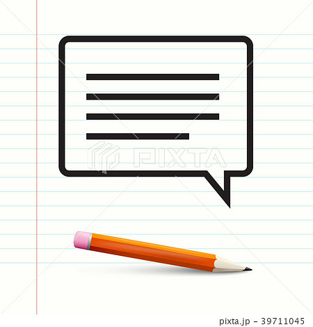 Text Message on Notebook Paper with Pencil. Vector Text Message on Notebook Paper with Pencil. Vector 39711045