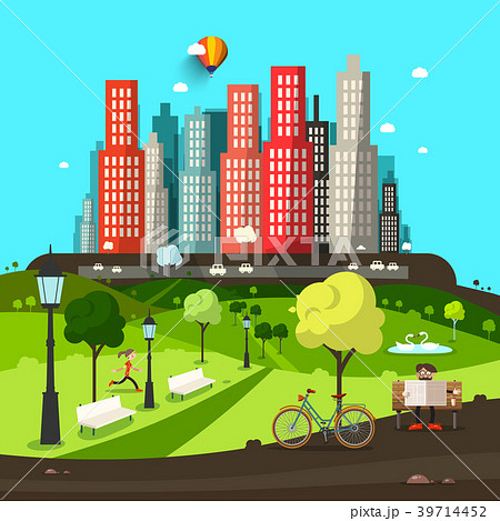 Abstract Vector City. Flat Design Town 39714452