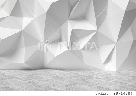Abstract room with rumpled wall and white parquet Abstract room with rumpled wall and white parquet 39714584