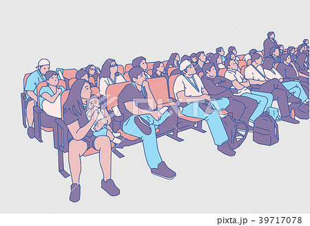 Illustration of movie teather crowd sitting 39717078