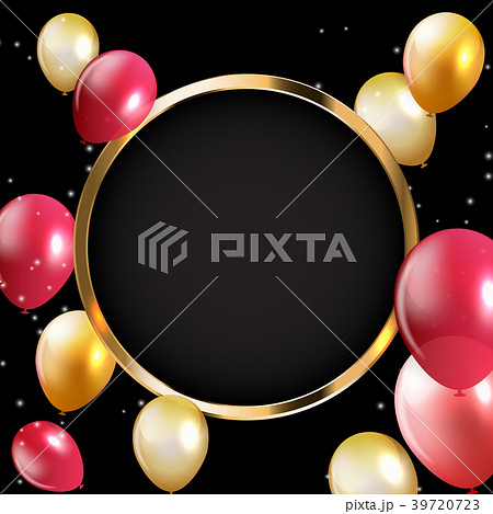 Abstract Card with Golden Frame and Balloons 39720723