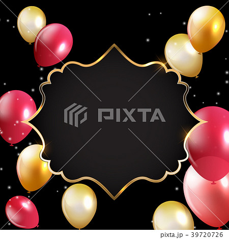 Abstract Card with Golden Frame and Balloons 39720726