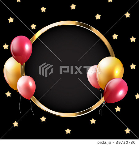 Abstract Card with Golden Frame and Balloons Abstract Card with Golden Frame and Balloons 39720730