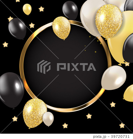 Abstract Card with Golden Frame and Balloons Abstract Card with Golden Frame and Balloons 39720731