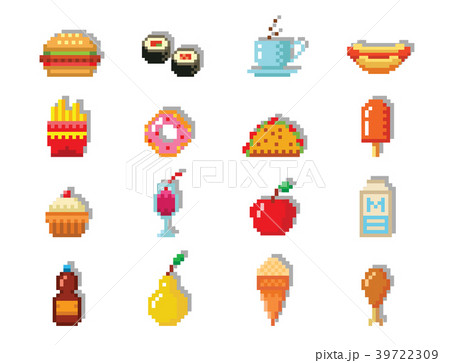Pixel art food computer design icons vector 39722309