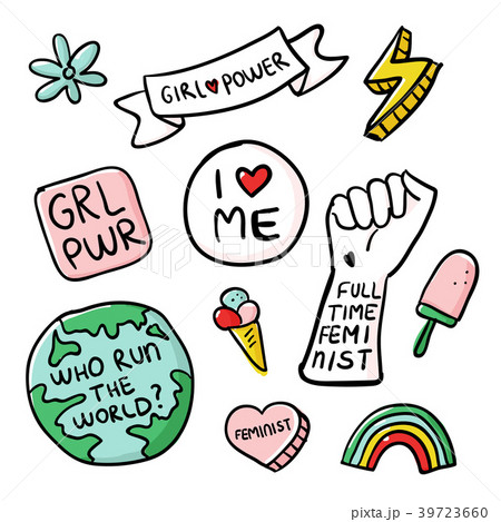 Feminism slogan and patches. Girl power 39723660