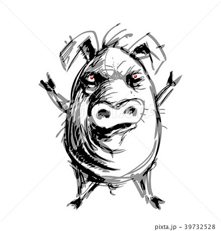 Hand drawn angry pig 39732528