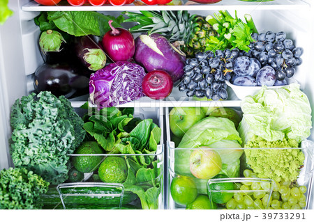 Purple fresh vegetables in refrigerator Purple fresh vegetables in refrigerator 39733291