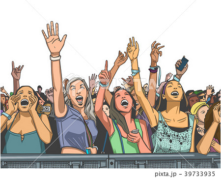 Illustration of fan girls cheering at concert Illustration of fan girls cheering at concert 39733935