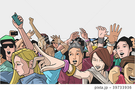 Illustration of party people at live concert Illustration of party people at live concert 39733936