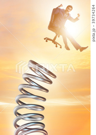 Businessman jumping from spring in promotion 39734264