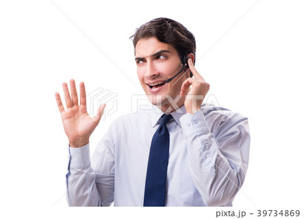 Man with headset isolated on white background 39734869