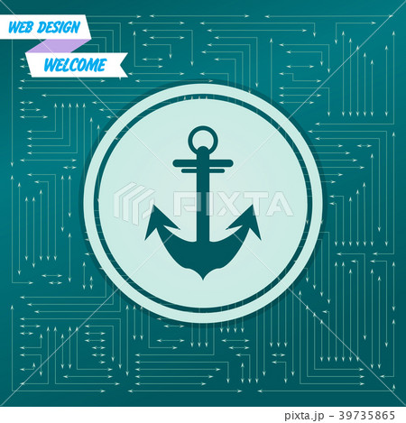 Anchor icon on a green background, with arrows in Anchor icon on a green background, with arrows in 39735865