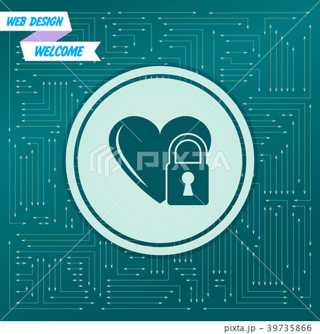 heart lock icon on a green background, with arrows 39735866